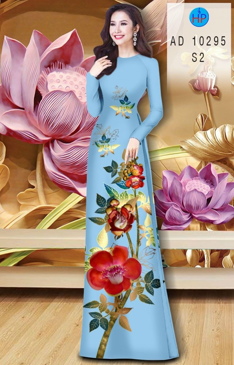 Vải áo dài hoa 3d AD 10295 - Ảnh 2