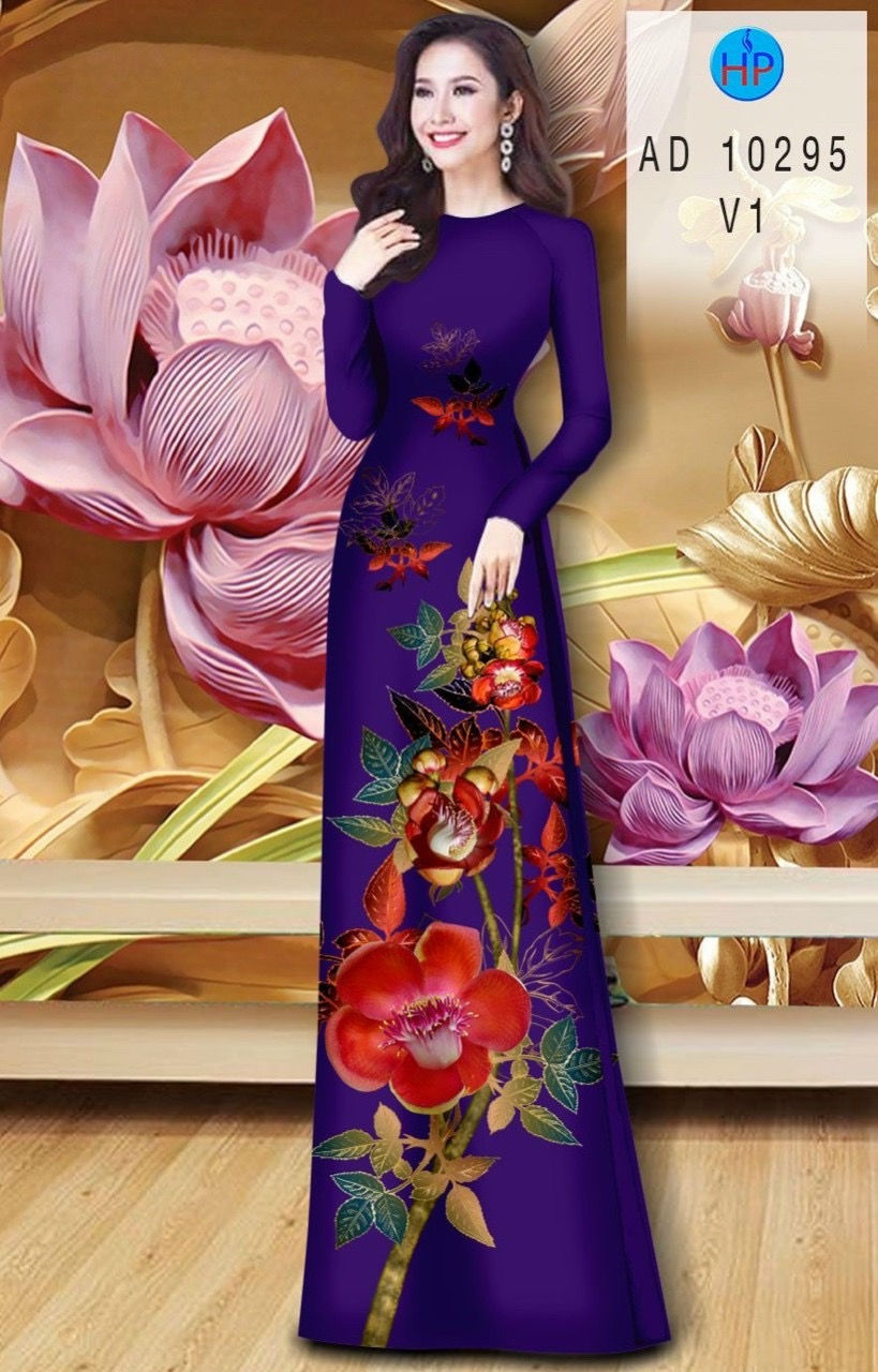 Vải áo dài hoa 3d AD 10295 - Ảnh 11