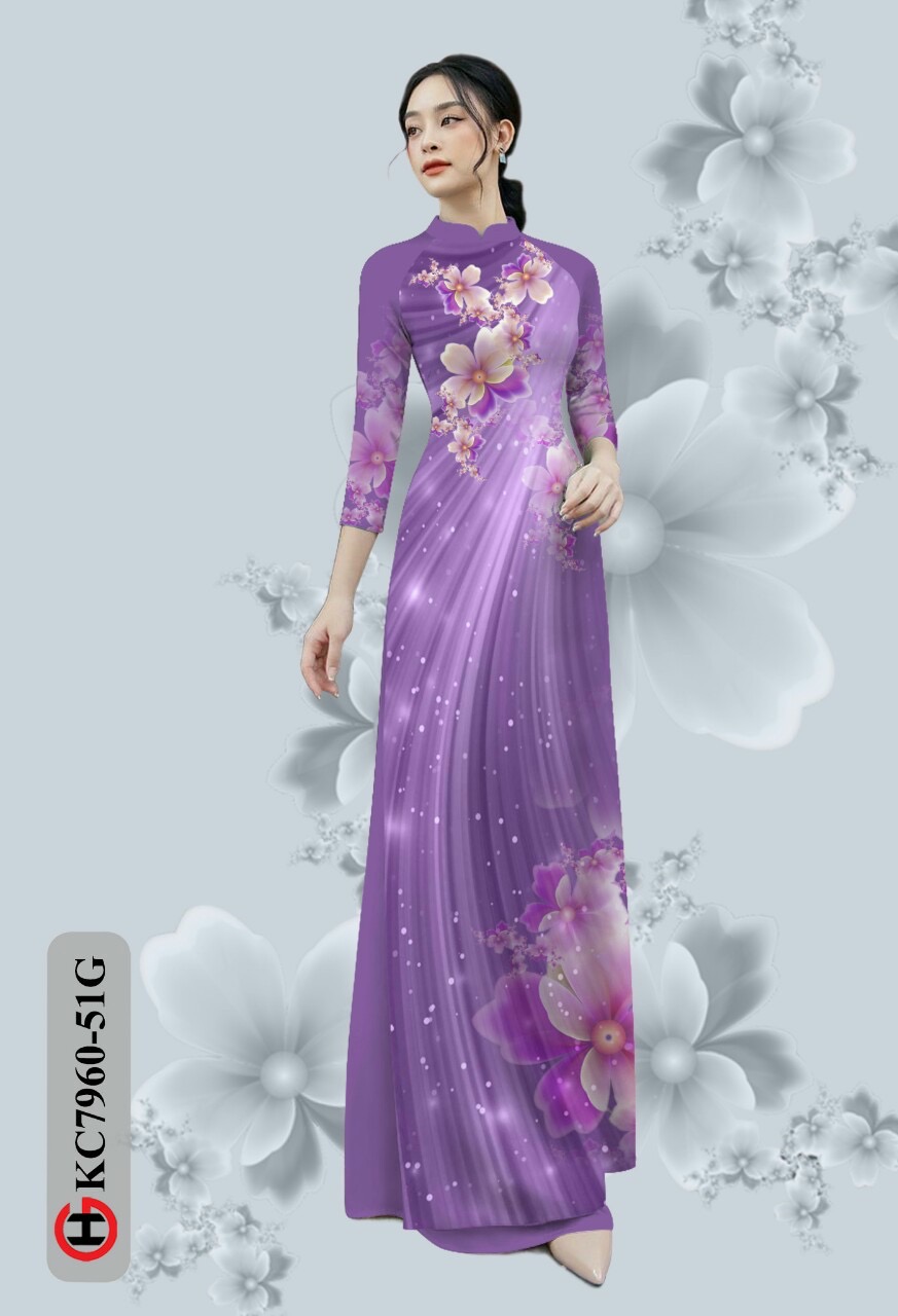 Vải áo dài hoa 3d Kc7960 - Ảnh 6