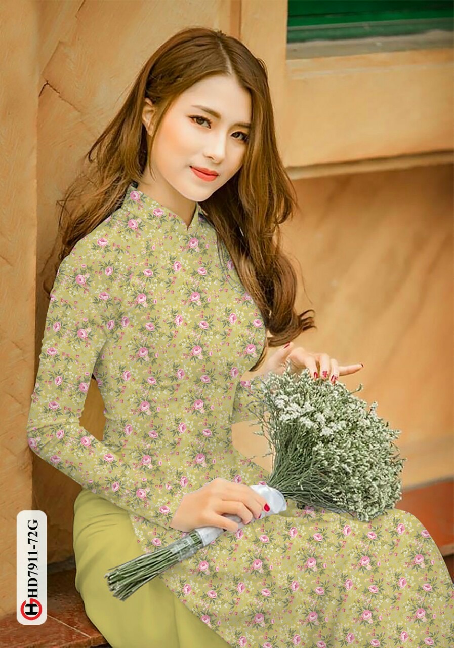 Vải áo dài hoa nhí Hd7911
