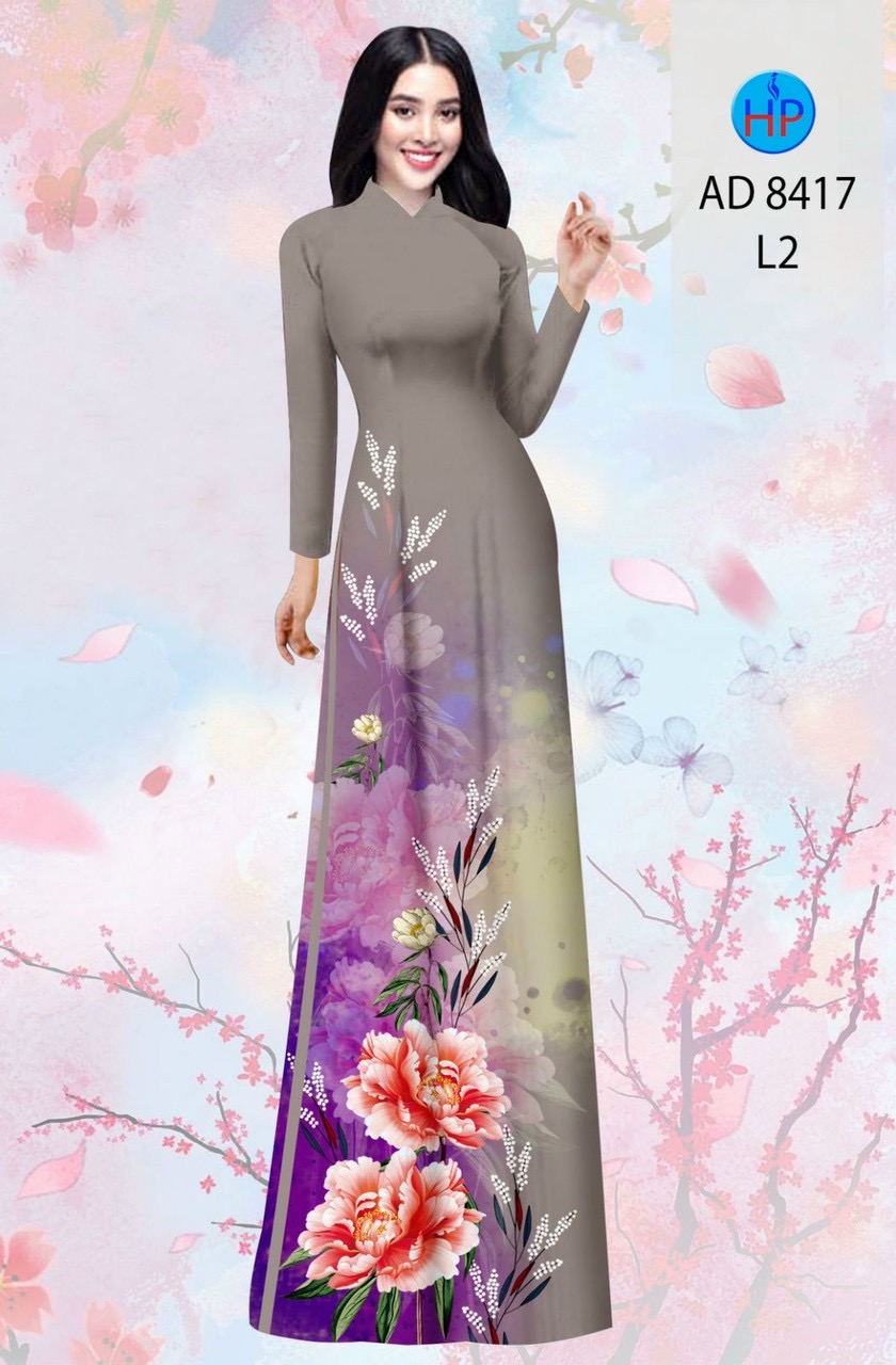 Vải áo dài hoa 3d AD 8417 - Ảnh 3