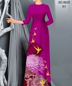 Vải áo dài hoa cúc AD 8601
