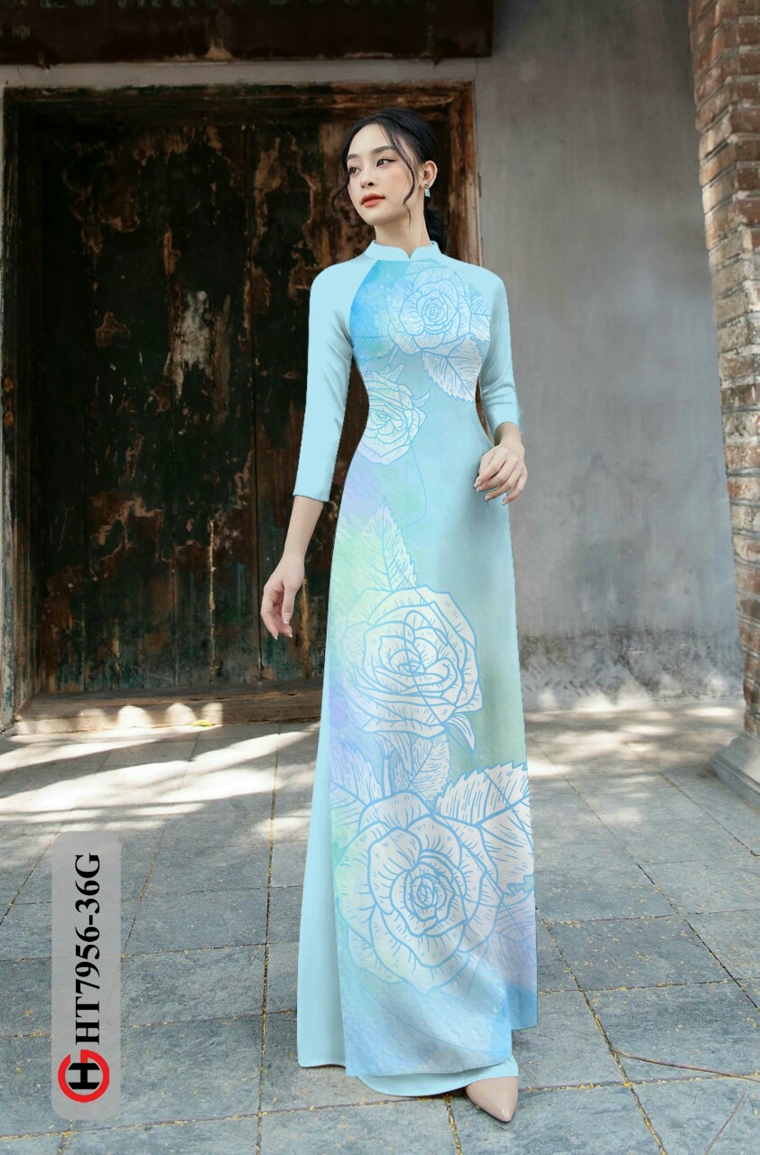 Vải áo dài hoa hồng HT7956 - Ảnh 8