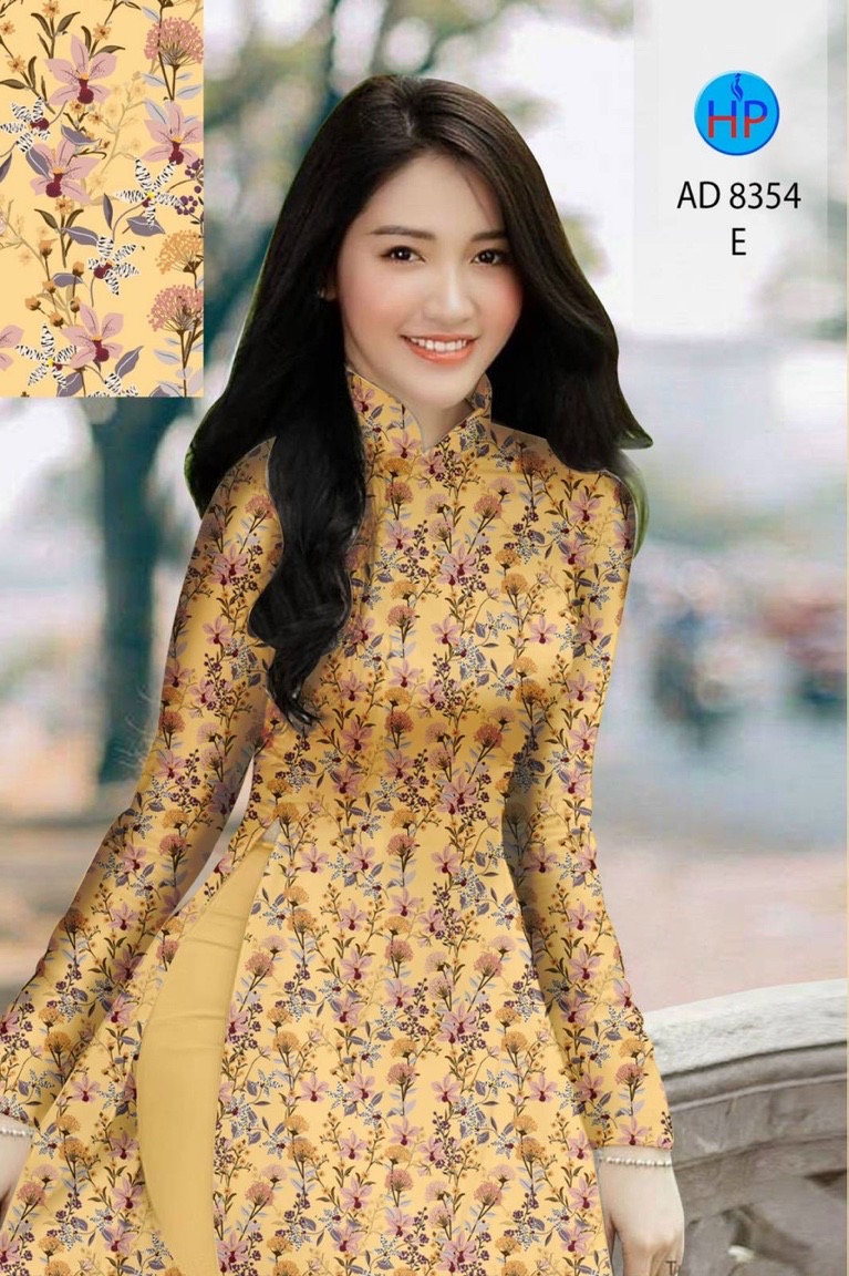 Vải áo dài hoa nguyên áo AD 8354