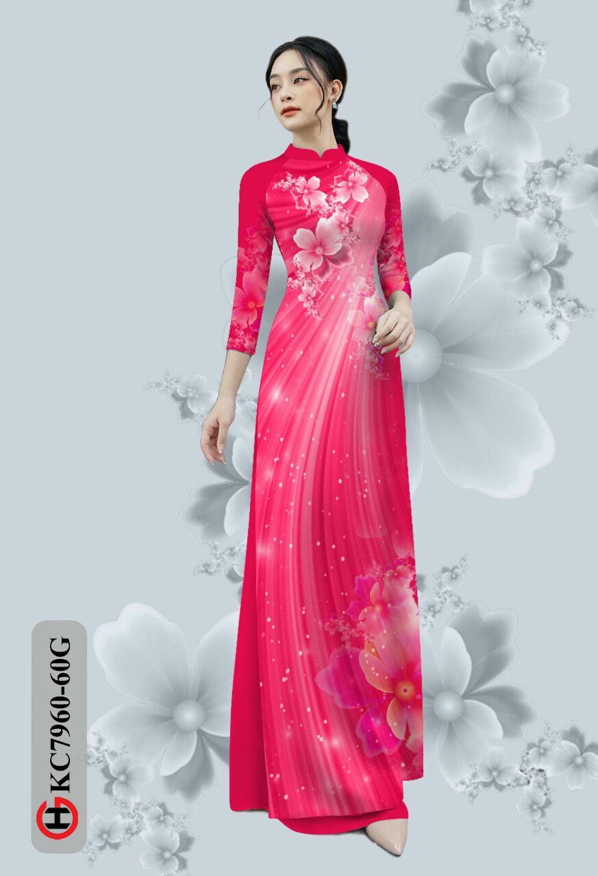 Vải áo dài hoa 3d Kc7960 - Ảnh 2