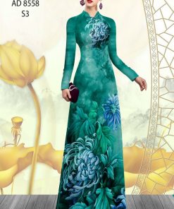 Vải áo dài hoa cúc AD 8558