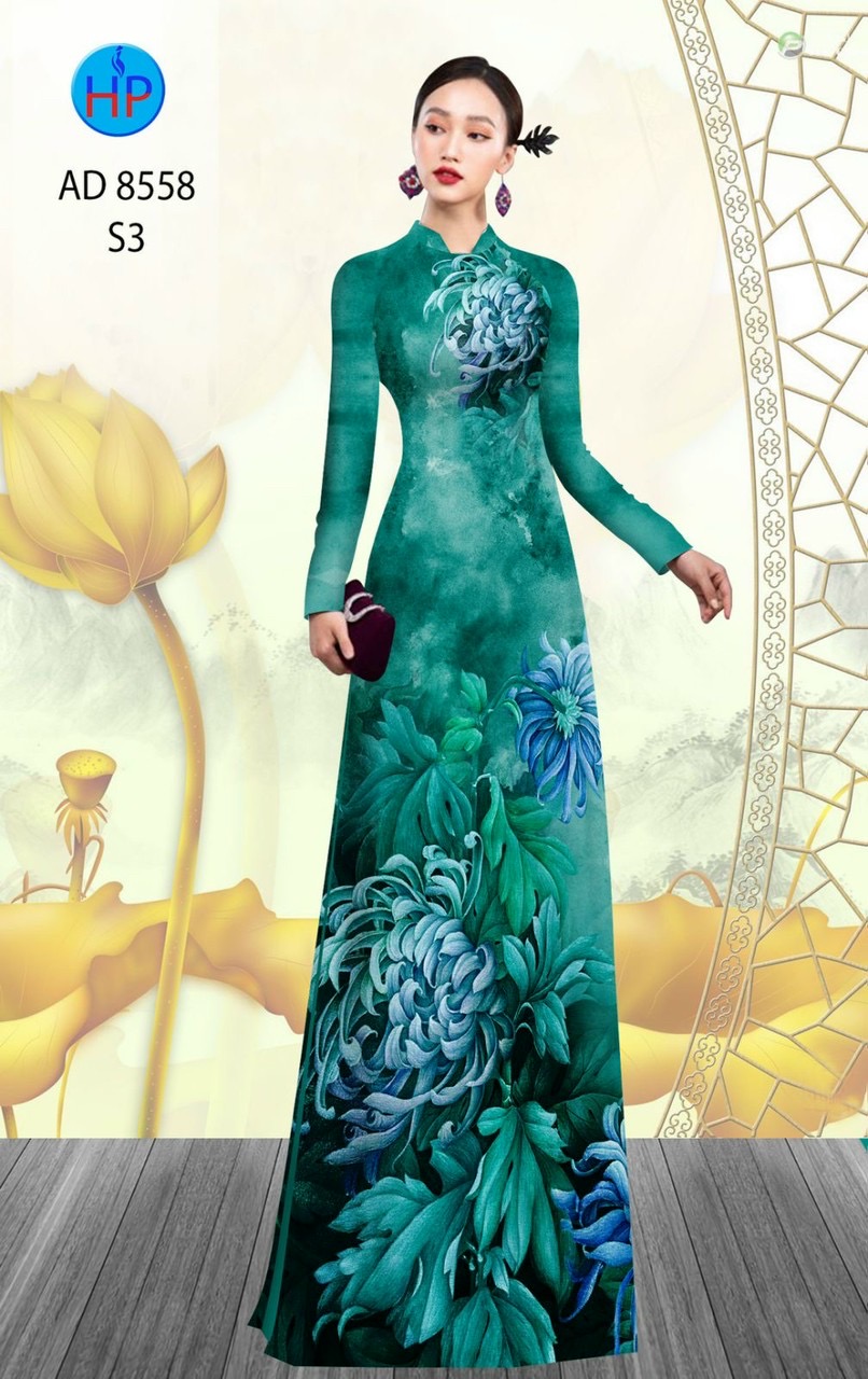 Vải áo dài hoa cúc AD 8558