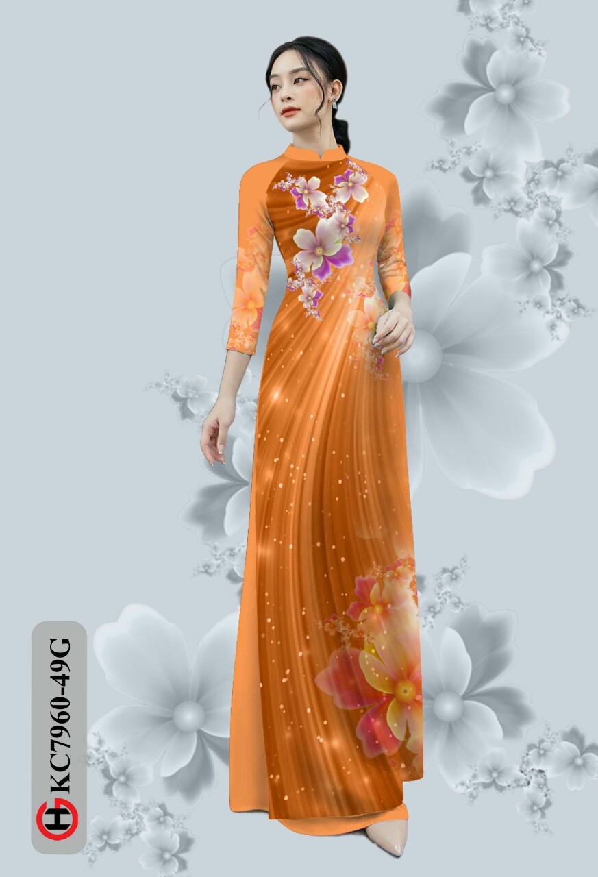 Vải áo dài hoa 3d Kc7960 - Ảnh 7