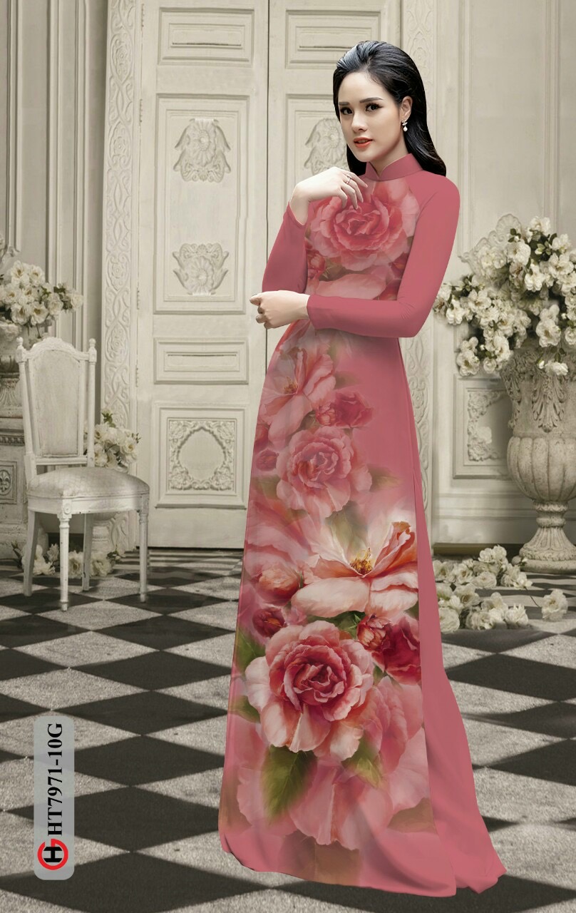 Vải áo dài hoa 3d Ht7971
