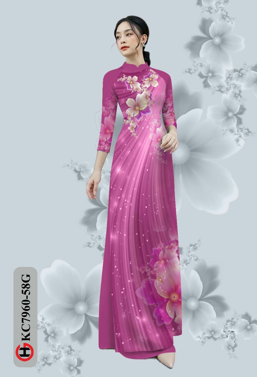 Vải áo dài hoa 3d Kc7960 - Ảnh 3