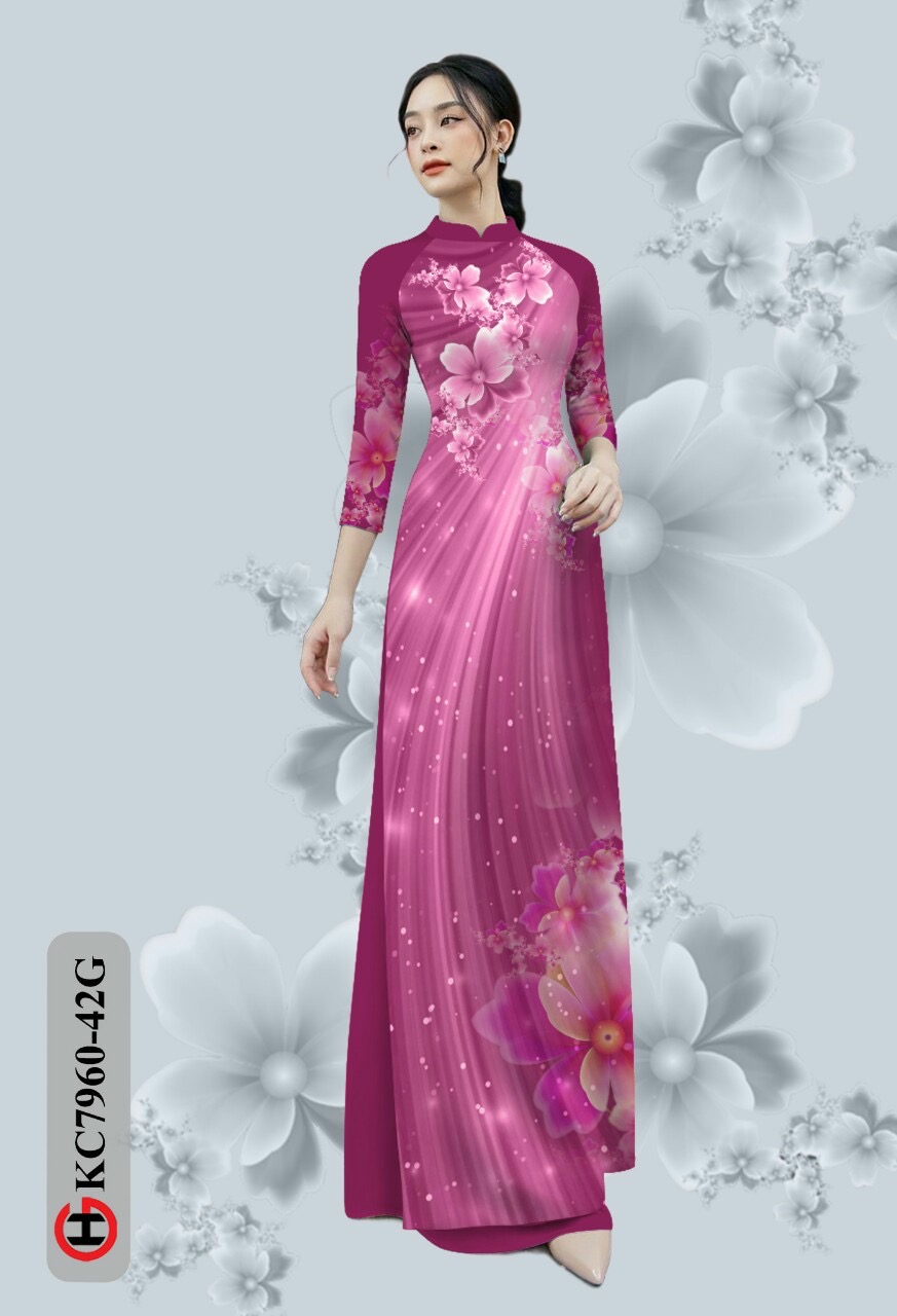 Vải áo dài hoa 3d Kc7960 - Ảnh 9