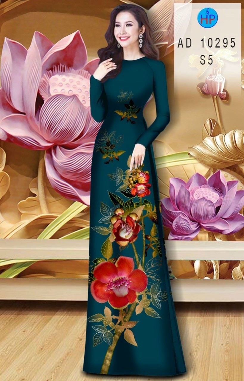 Vải áo dài hoa 3d AD 10295 - Ảnh 5