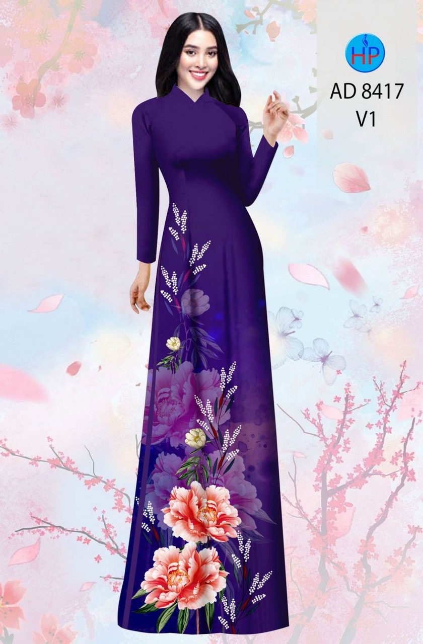 Vải áo dài hoa 3d AD 8417 - Ảnh 4