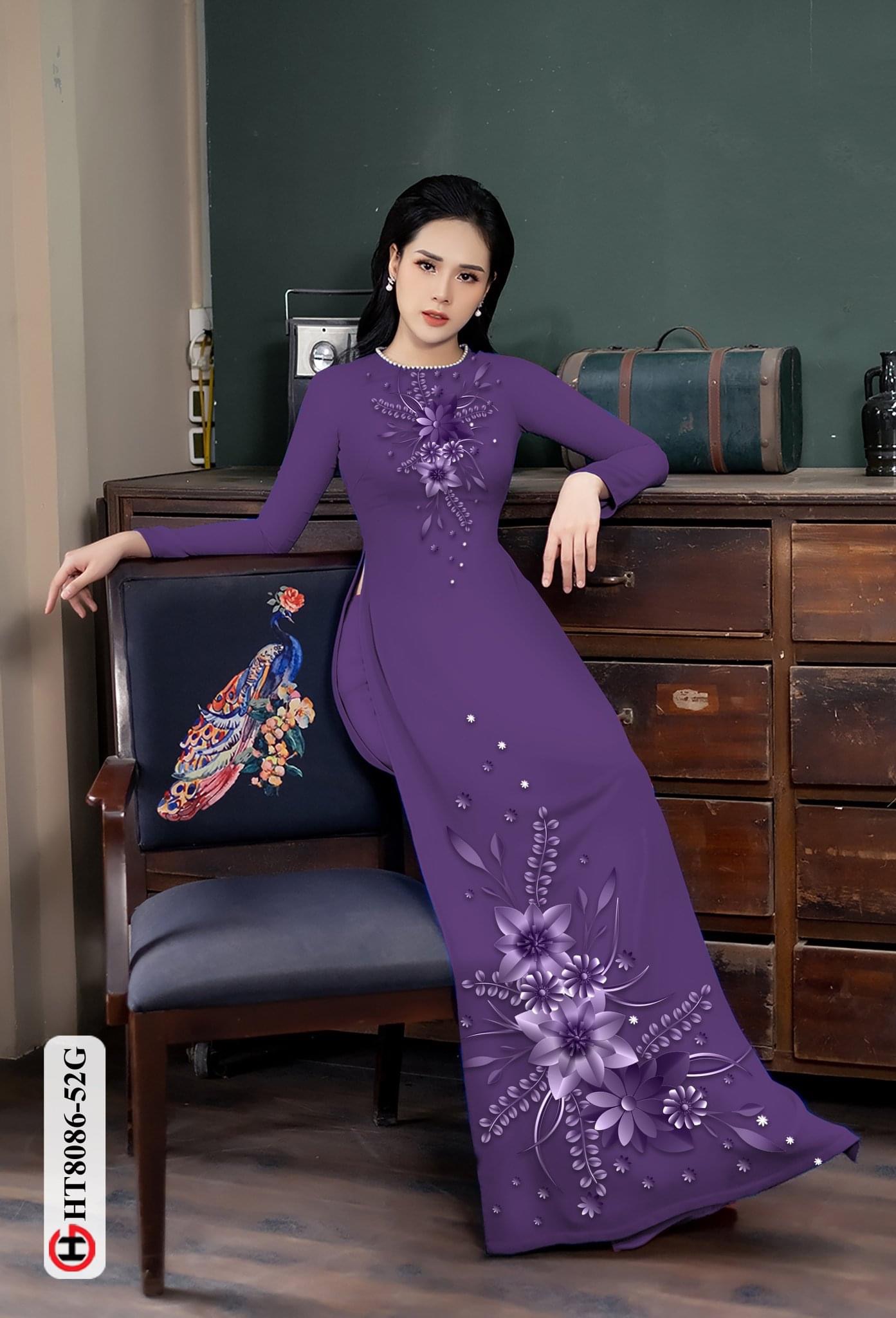 Vải áo dài hoa trên dưới HT8086 - Ảnh 13