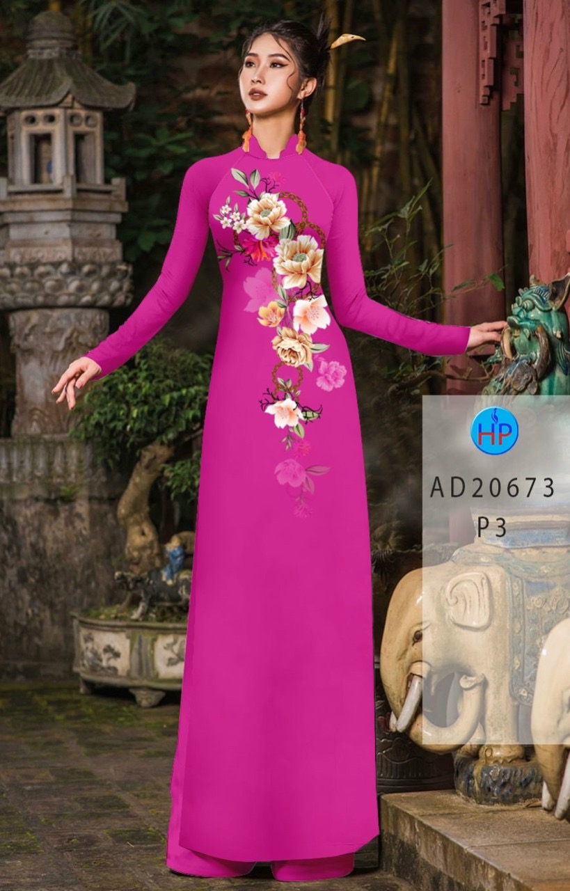 Vải áo dài hoa 3d AD 20673 - Ảnh 15