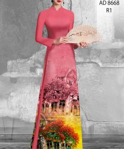 Vải áo dài phong cảnh AD 8668