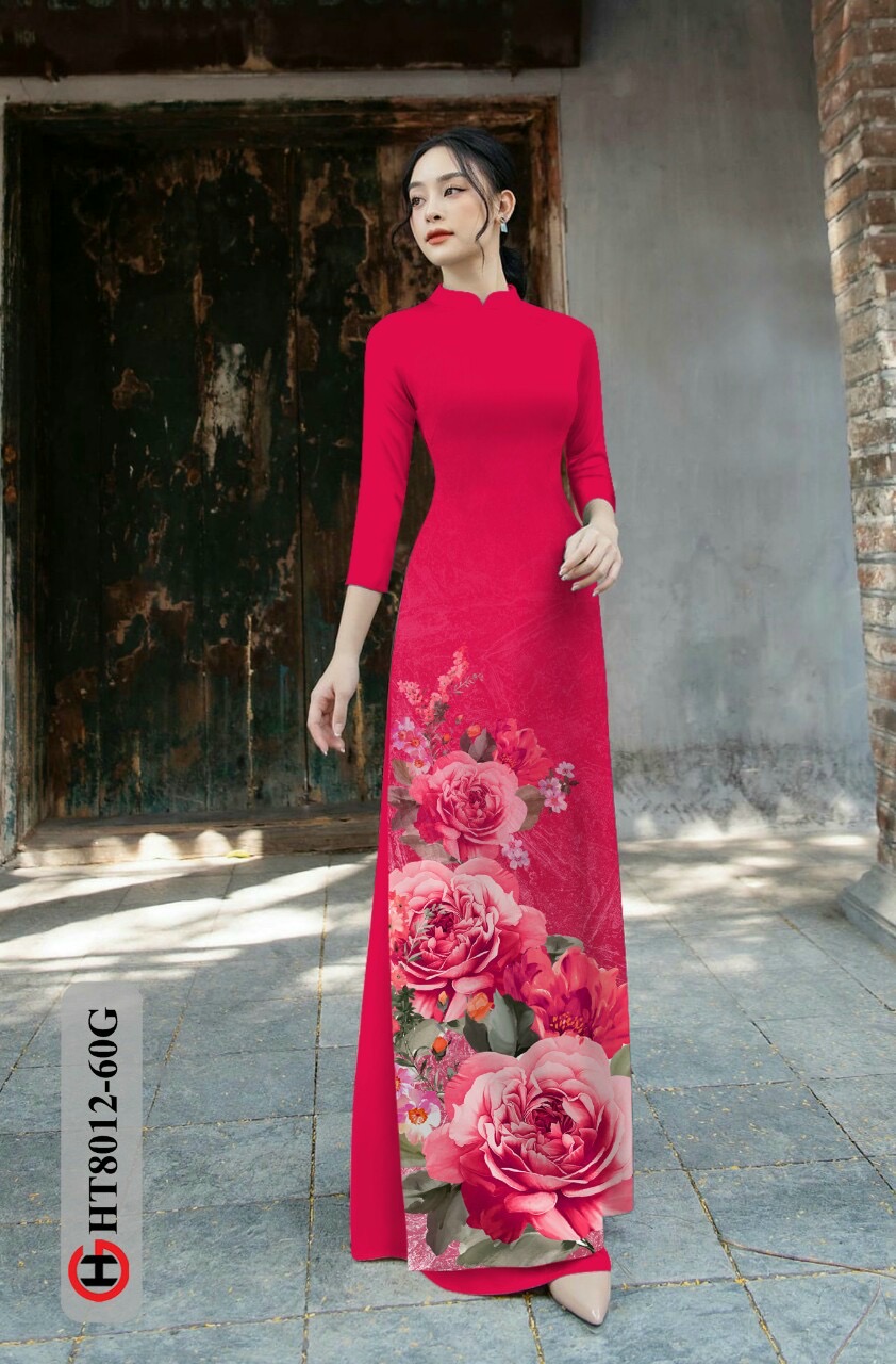 Vải áo dài hoa 3d Ht8012 - Ảnh 2