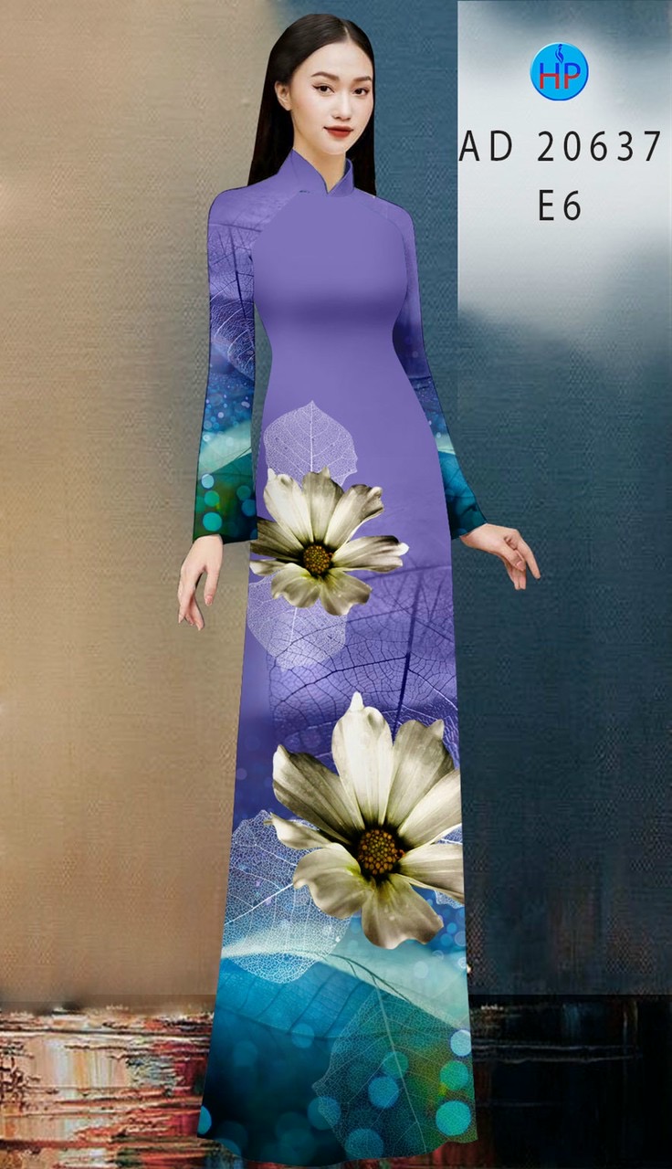 Vải áo dài hoa 3d AD 20637 - Ảnh 7