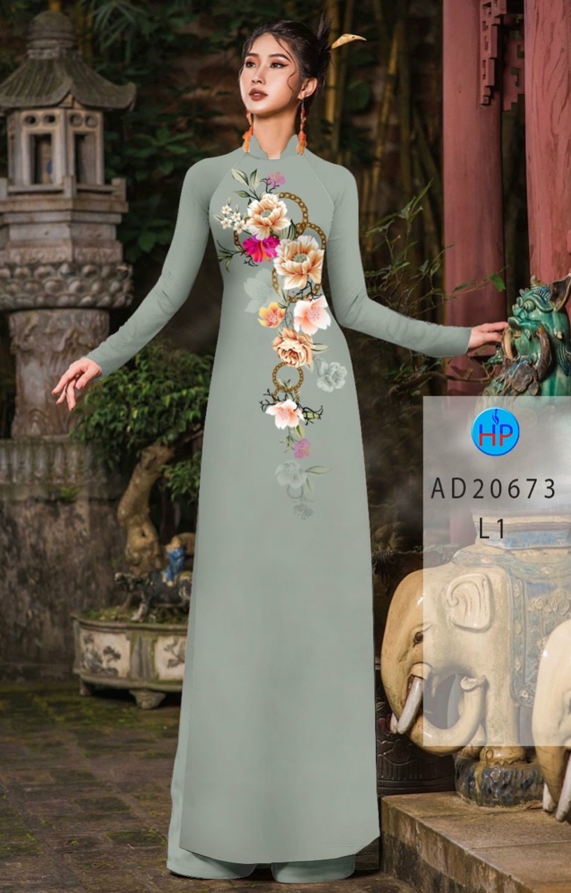Vải áo dài hoa 3d AD 20673 - Ảnh 10