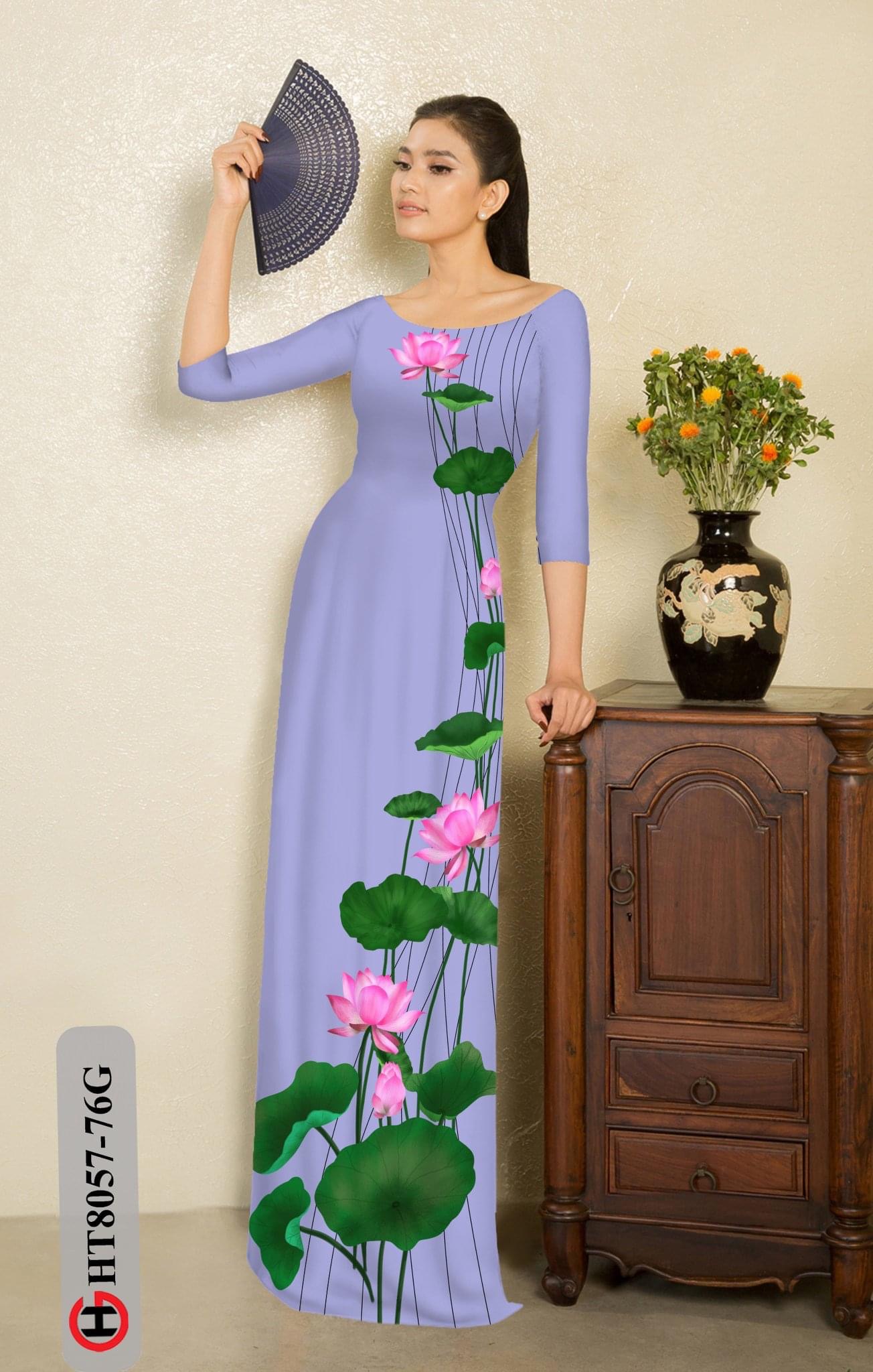 Vải áo dài hoa sen HT8057 - Ảnh 6