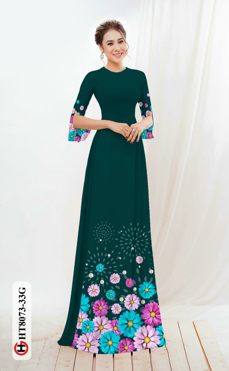 Vải áo dài hoa cúc HT8073