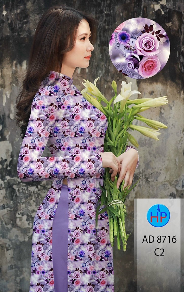 Vải áo dài hoa hồng AD 8716 - Ảnh 4
