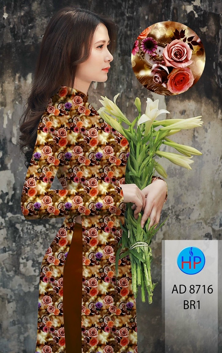 Vải áo dài hoa hồng AD 8716 - Ảnh 3