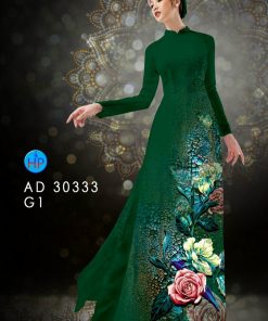 Alternative view of Vải áo dài hoa hồng AD 30333