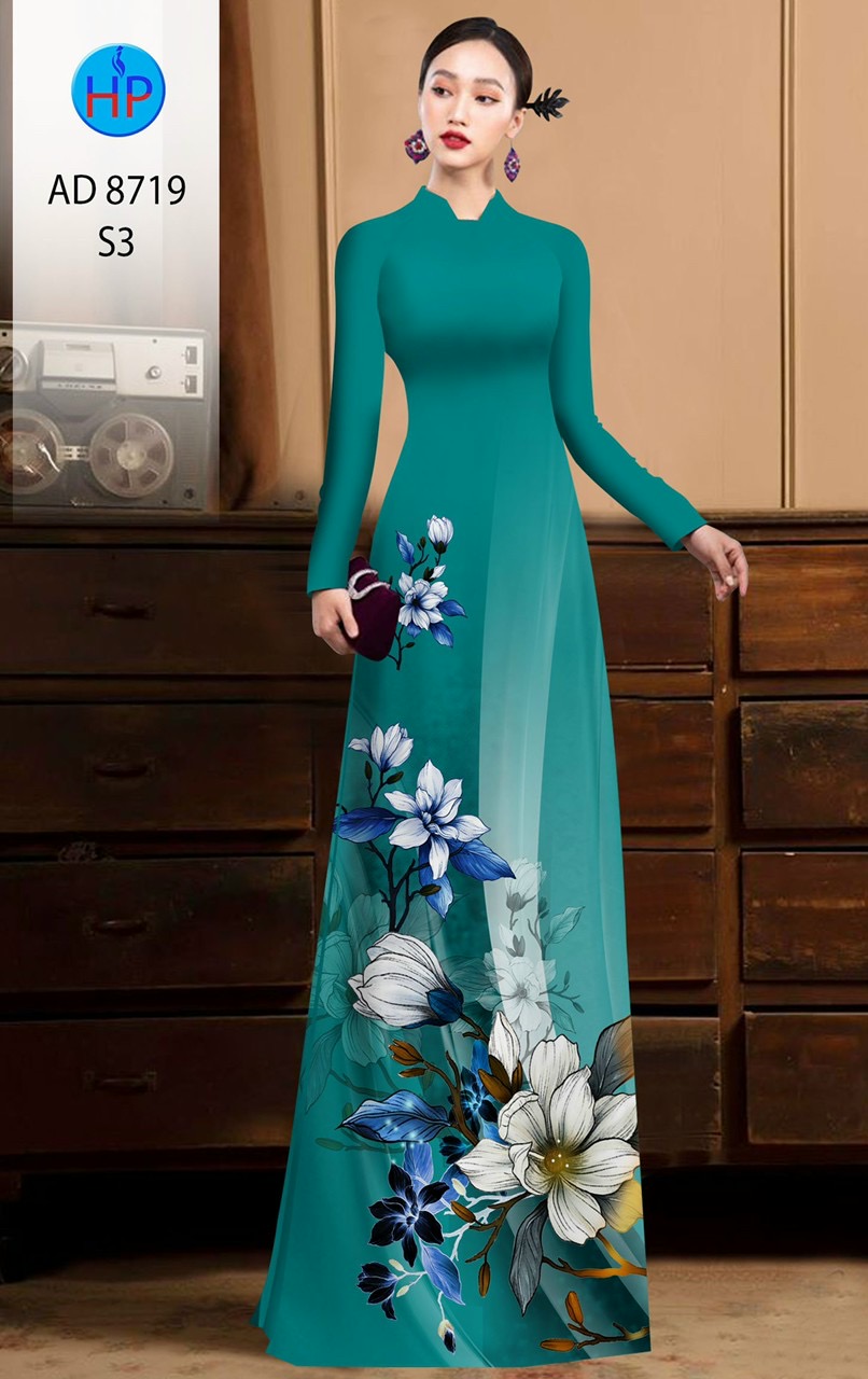 Vải áo dài hoa 3d AD 8719 - Ảnh 11
