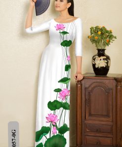 Vải áo dài hoa sen HT8057