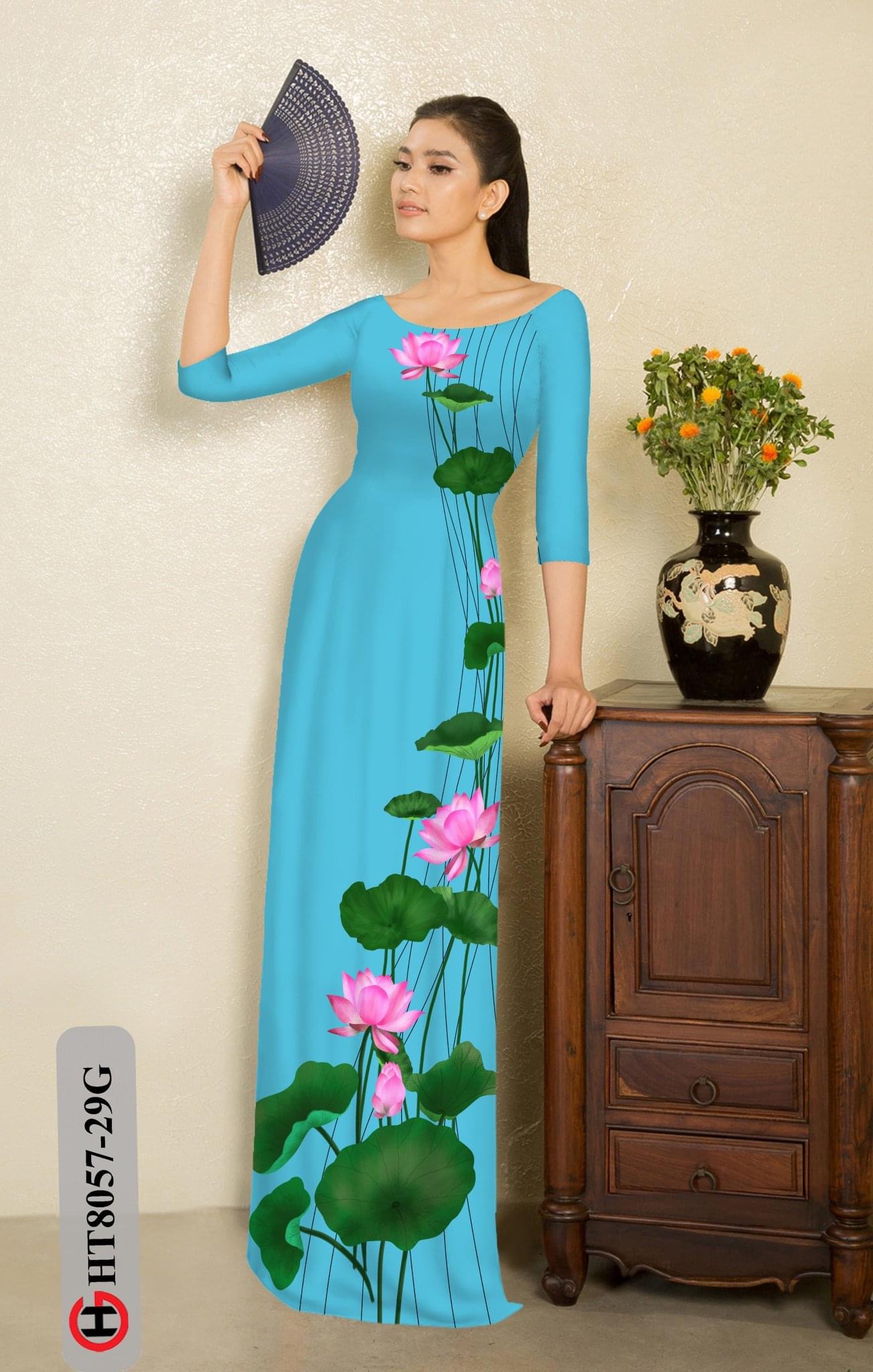 Vải áo dài hoa sen HT8057 - Ảnh 5