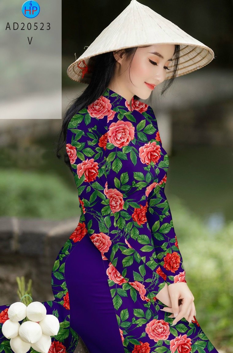Vải áo dài hoa hồng AD 20523