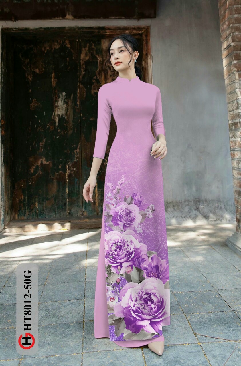 Vải áo dài hoa 3d Ht8012 - Ảnh 3