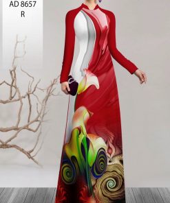 Vải áo dài hoa 3d AD 8657