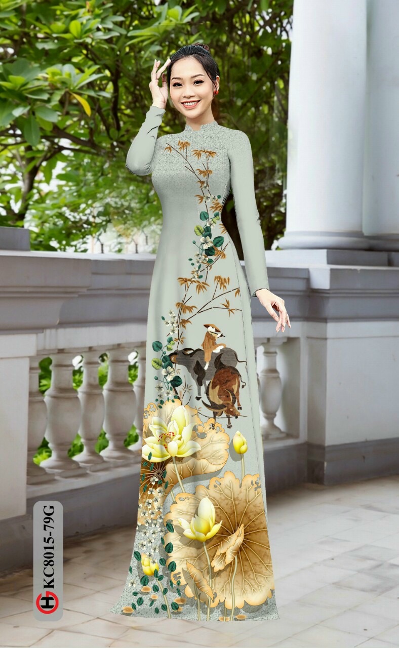 Vải áo dài hoa sen Kc8015 - Ảnh 16