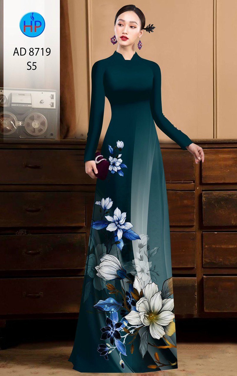 Vải áo dài hoa 3d AD 8719 - Ảnh 10
