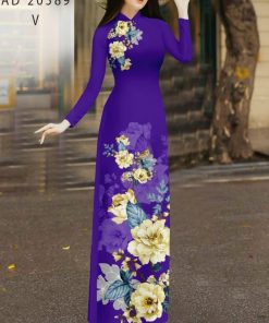Vải áo dài hoa trên dưới AD 20589