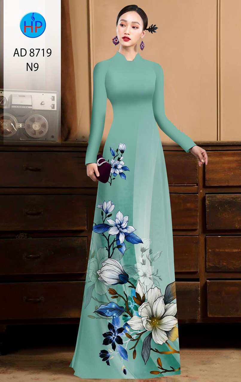 Vải áo dài hoa 3d AD 8719