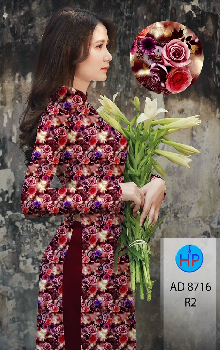 Vải áo dài hoa hồng AD 8716 - Ảnh 12