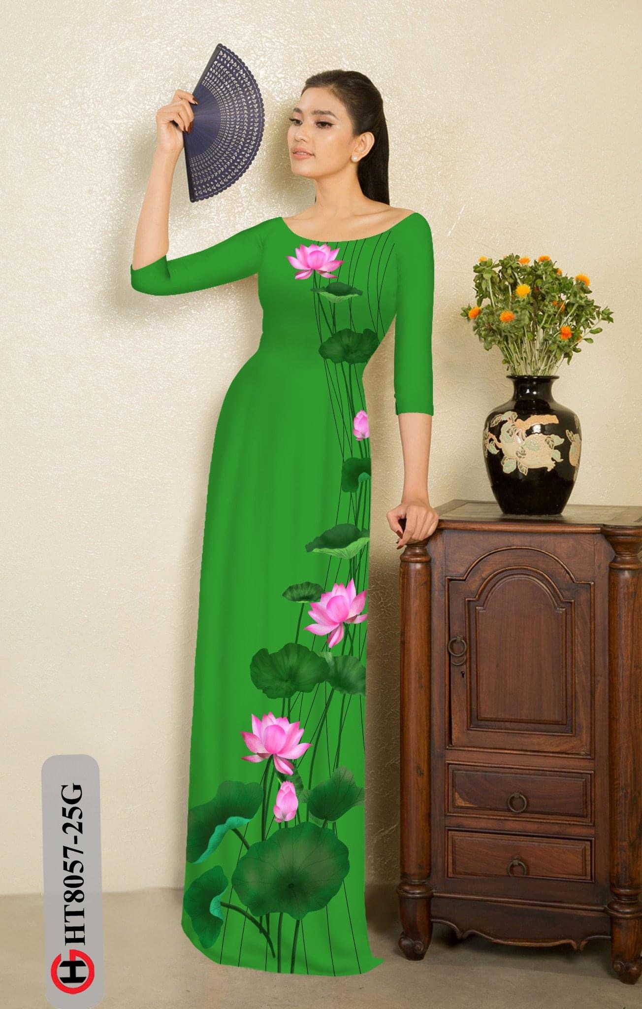 Vải áo dài hoa sen HT8057 - Ảnh 12