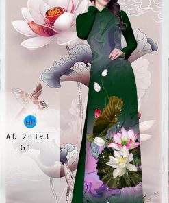 Vải áo dài hoa sen AD 20393