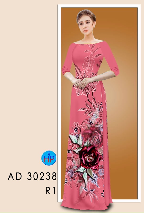 Vải áo dài hoa hồng AD 30238