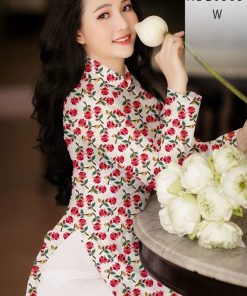 Vải áo dài hoa hồng AD 20563
