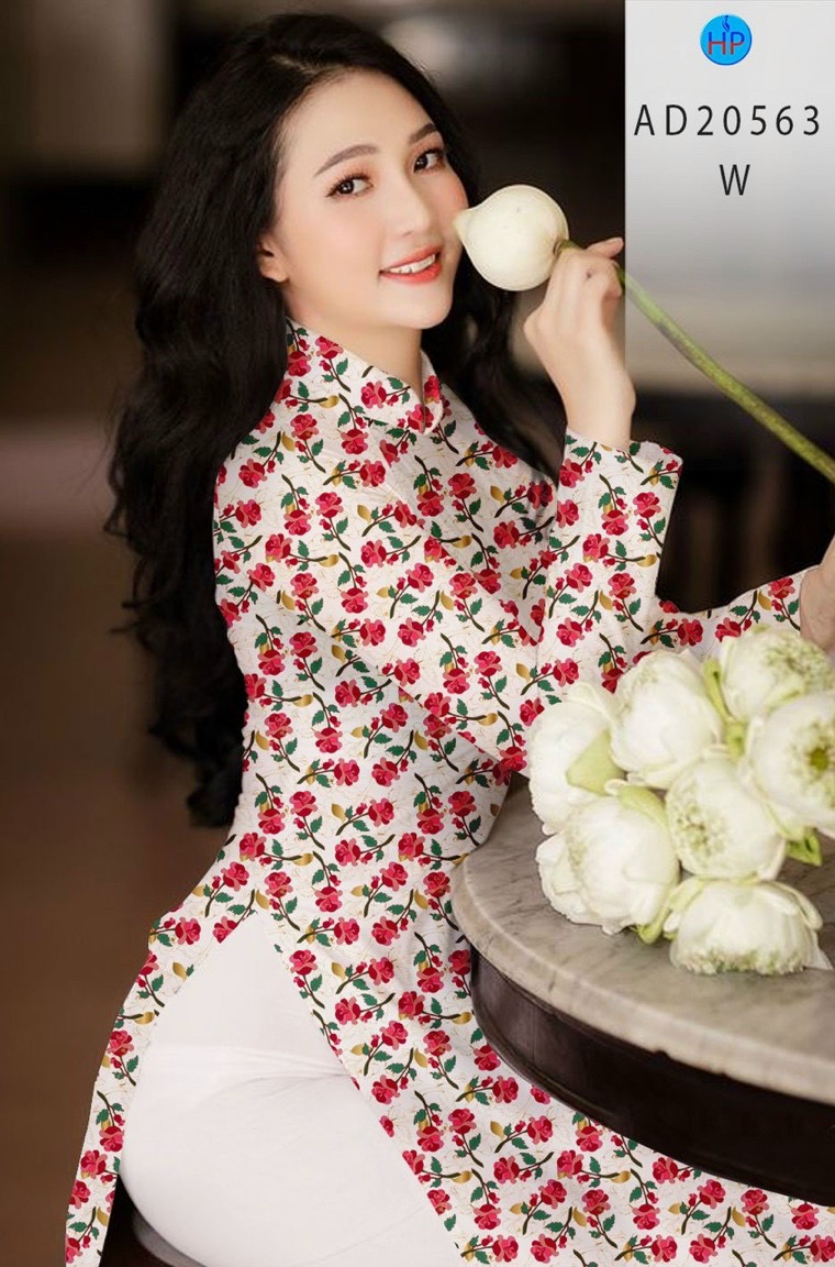 Vải áo dài hoa hồng AD 20563
