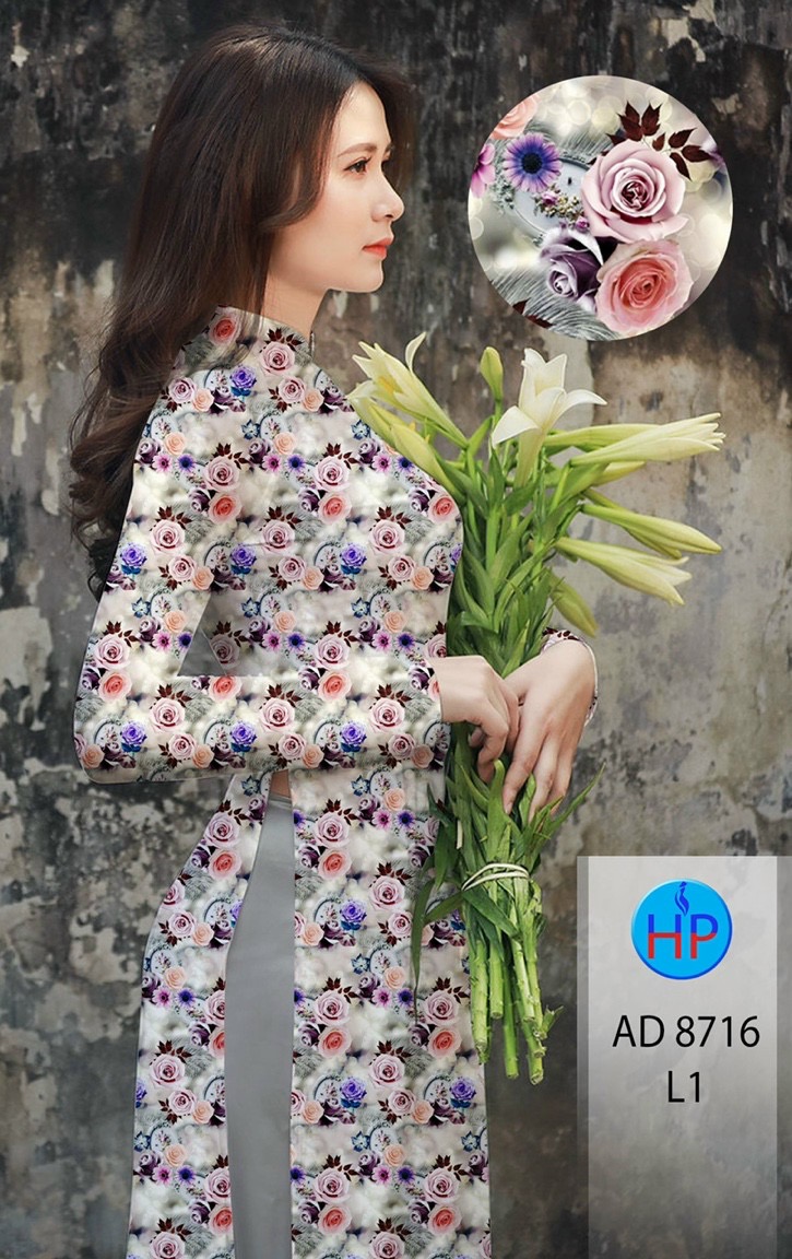 Vải áo dài hoa hồng AD 8716 - Ảnh 8