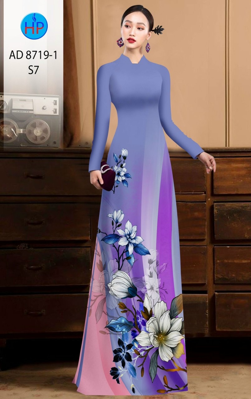 Vải áo dài hoa 3d AD 8719 - Ảnh 19