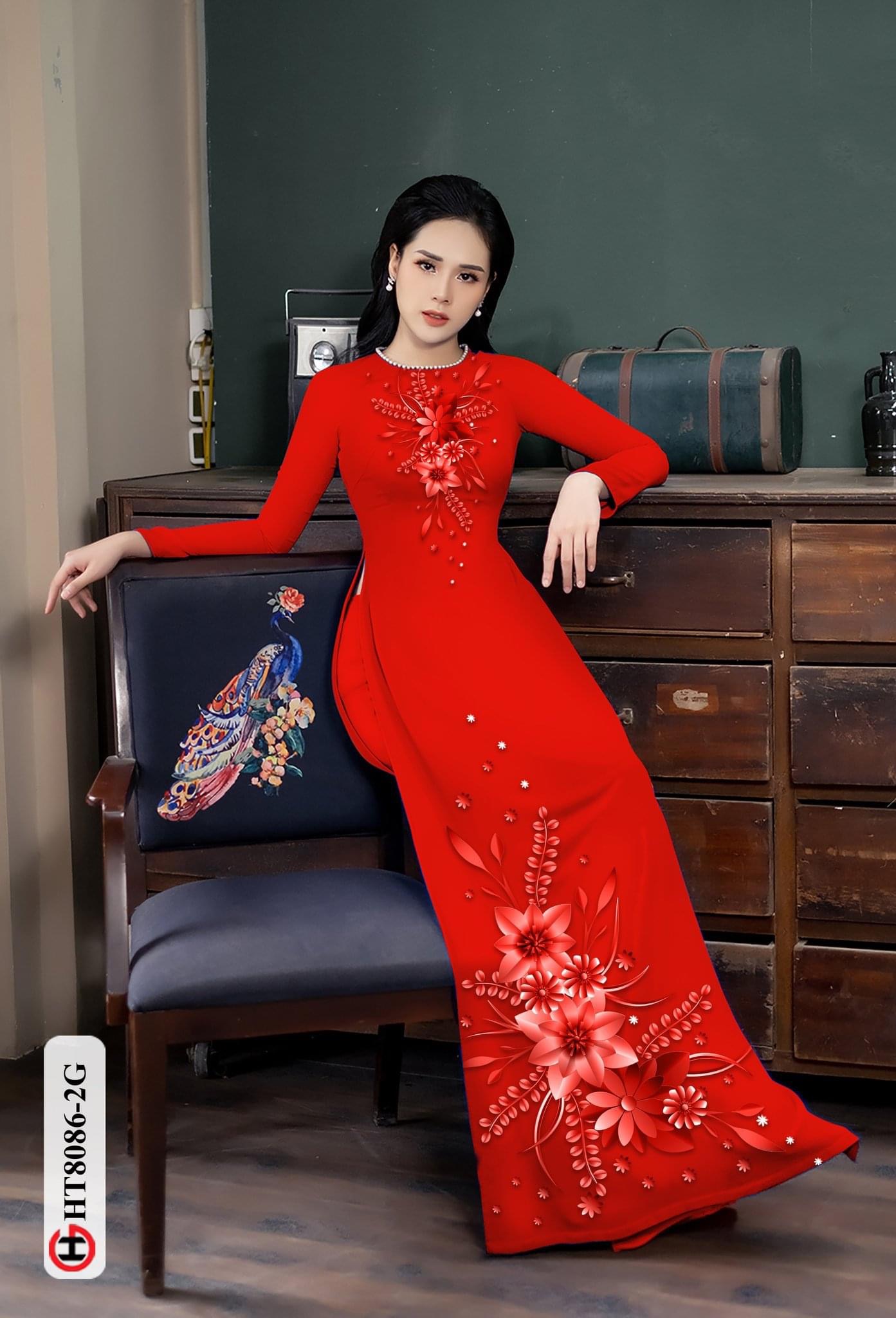 Vải áo dài hoa trên dưới HT8086 - Ảnh 14