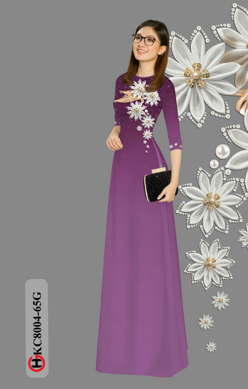 Vải áo dài hoa 3d kc8004 - Ảnh 6