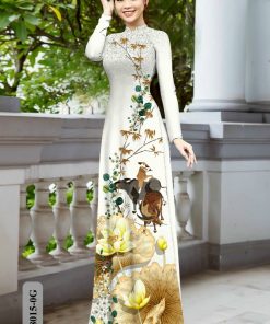 Vải áo dài hoa sen Kc8015