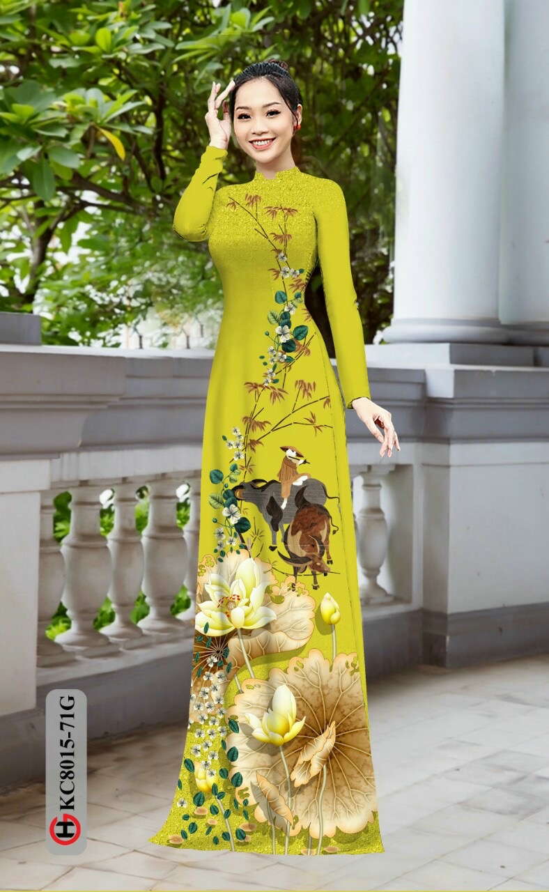 Vải áo dài hoa sen Kc8015 - Ảnh 10